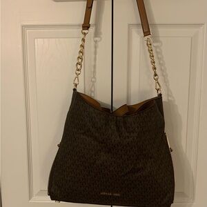 Michael Kors Large Brown Shoulder Bag with Gold Accents